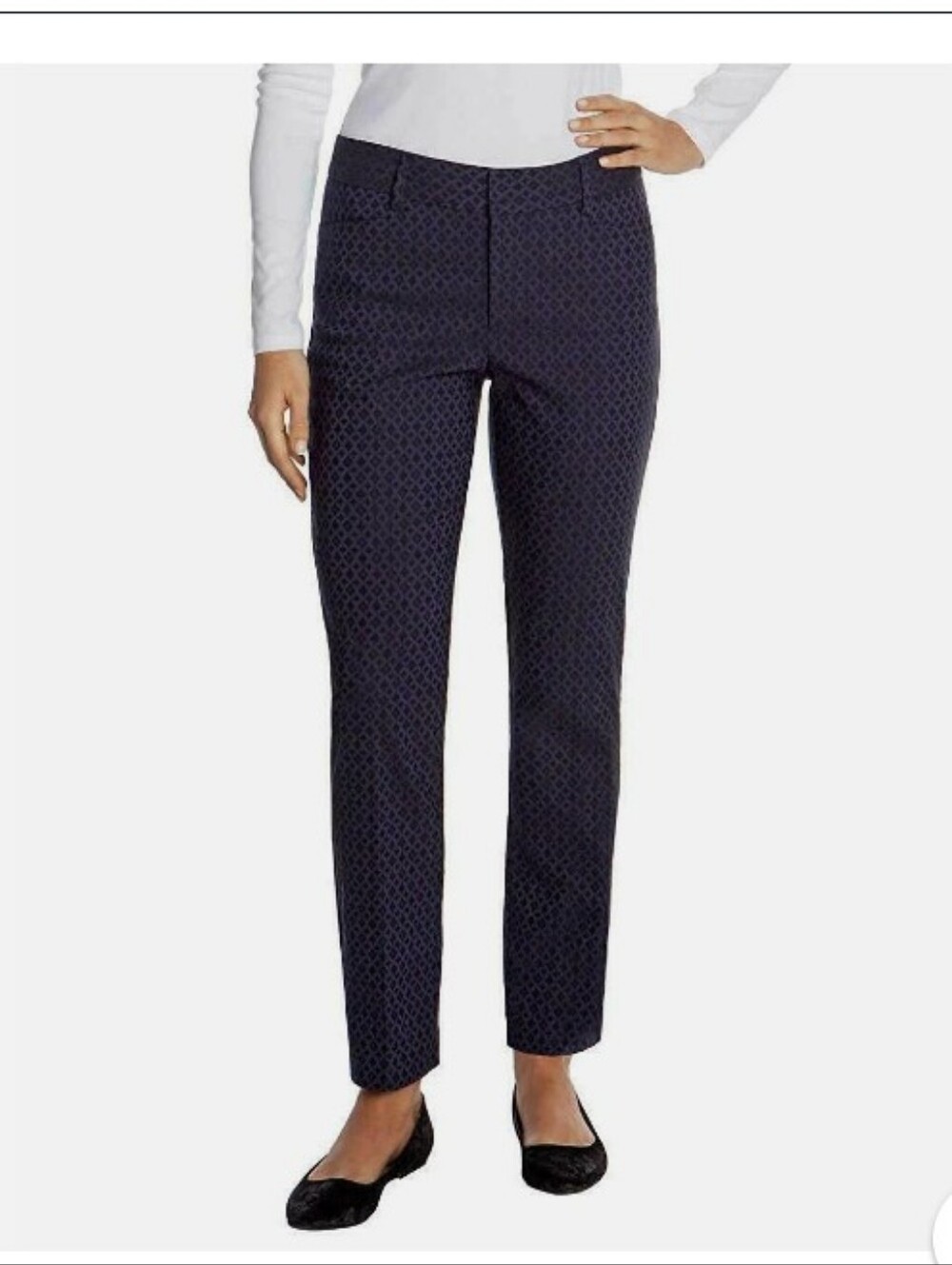 Mario Serrani Navy Diamond-Print Straight Leg Pants